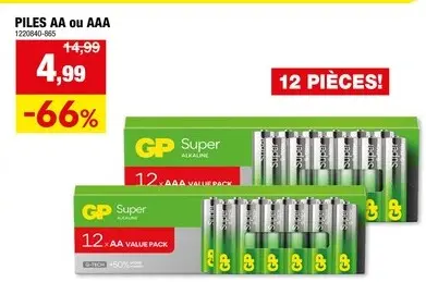 Offre: GP Ultra pile alcaline AAA 12 pièces