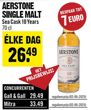 Aanbieding: Aerstone Sea Cask Single Malt 10 Years Whisky 70 cl