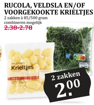 Aanbieding: RUCOLA, VELDSLA EN/OF VOORGEKOOKTE KRIELTJES