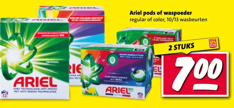 Aanbieding: Ariel pods of waspoeder