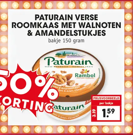 Aanbieding: Verse roomkaas met walnoten & amandelstukjes