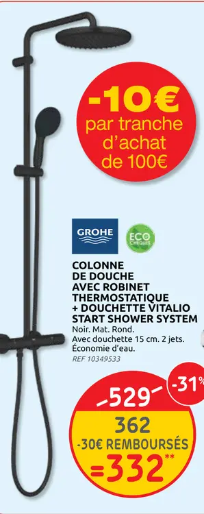 Offre: Colonne de douche avec robinet thermostatique