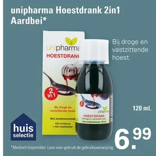 Aanbieding: unipharma Hoestdrank 2in1 Aardbei