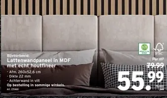 Promotie: Lattenwandpaneel in MDF met echt houtfineer