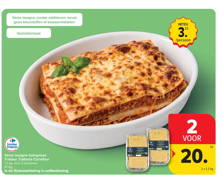 Promotie: Verse lasagne bolognese Traiteur Trattoria