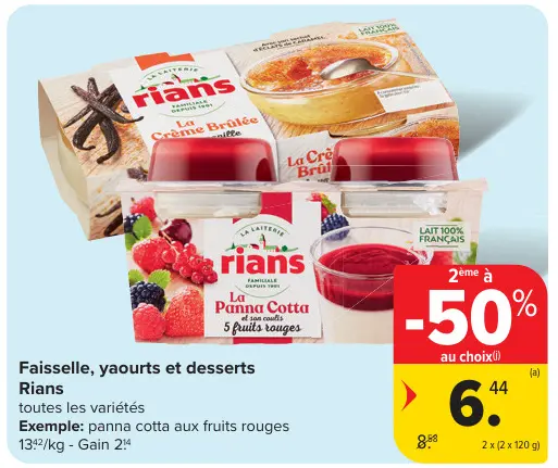 Offre: Faisselle, yaourts et desserts
