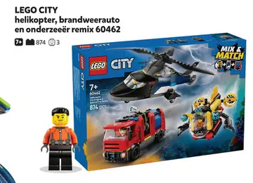 Aanbieding: LEGO CITY helikopter, brandweerauto en onderz