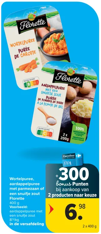 Aanbieding: Wortelpuree, aardappelpuree met parmezaan of een snufje zout