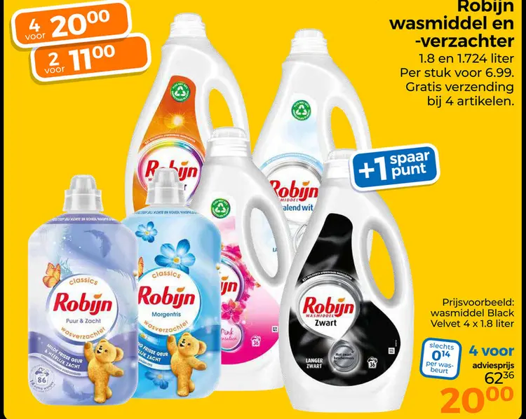 Aanbieding: Robijn wasmiddel en -verzachter