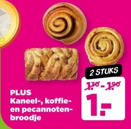 Aanbieding: Kaneel-, koffie- en pecannotenbroodje