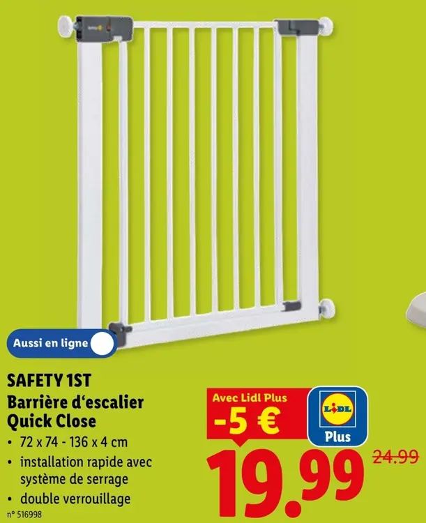 Offre: SAFETY 1ST Barrière d'escalier Quick Close