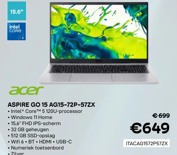 Promotie: Aspire go 15 ag15-72p-57zx