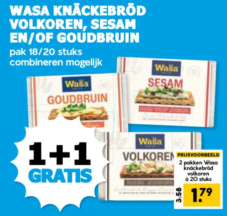 Aanbieding: Knäckebröd volkoren, sesam en/of goudbruin