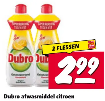 Aanbieding: Dubro afwasmiddel citroen