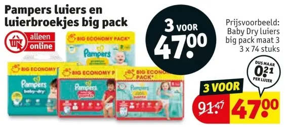Aanbieding: Pampers luiers en luierbroekjes big pack