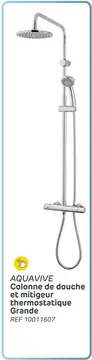 Offre: Colonne de douche aquavive - grande - argenté - économie d'eau - avec robinet thermostatique