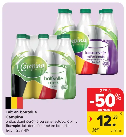 Offre: Lait en bouteille