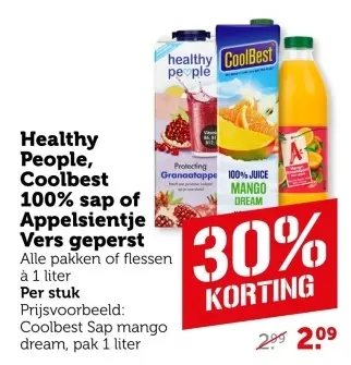 Aanbieding: Healthy People, Coolbest 100% sap of Appelsientje Vers geperst