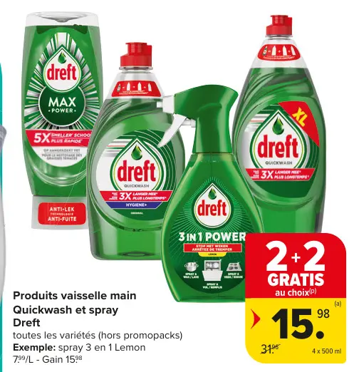 Offre: Produits vaisselle main Quickwash et spray