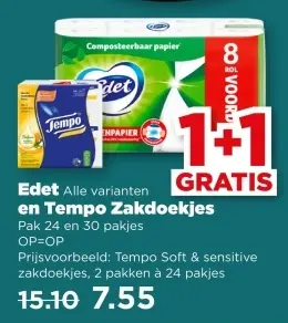 Aanbieding: Edet en Tempo Zakdoekjes