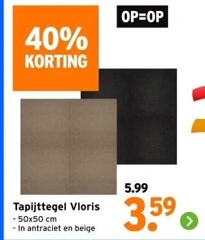 Aanbieding: Tapijttegel Vloris