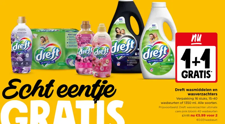 Promotie: Dreft wasmiddelen en wasverzachters