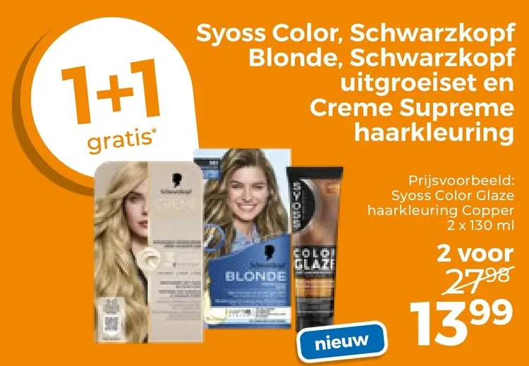 Aanbieding: Syoss Color, Schwarzkopf Blonde, Schwarzkopf uitgroeiset en Creme Supreme haarkleuring
