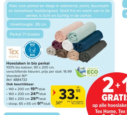Promotie: Hoeslaken in bio perkal