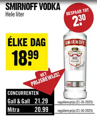 Aanbieding: Smirnoff Red Vodka 100 cl