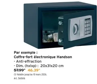 Offre: Coffre-fort électronique Handson