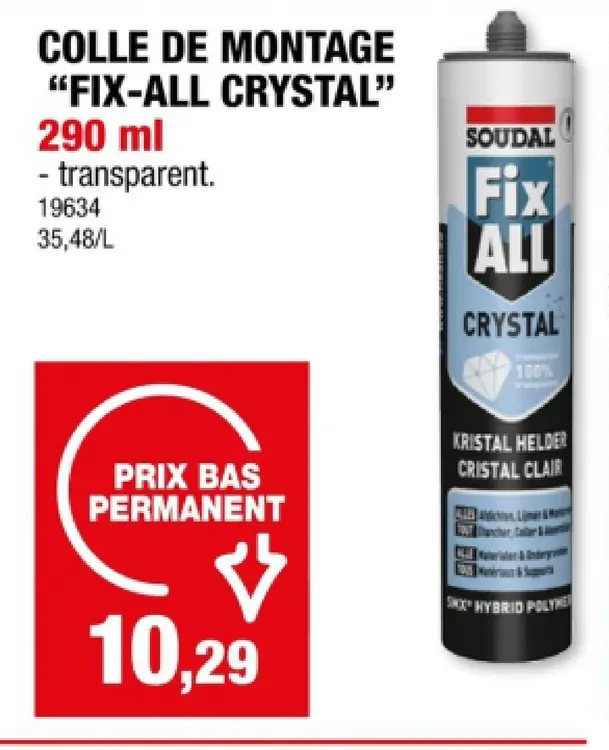 Offre: Colle de montage "fix-all crystal"