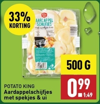 Aanbieding: Aardappelschijfjes met spekjes & ui