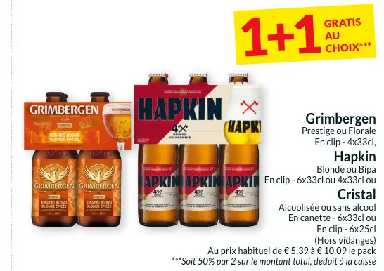 Offre: Grimbergen, Hapkin, Cristal