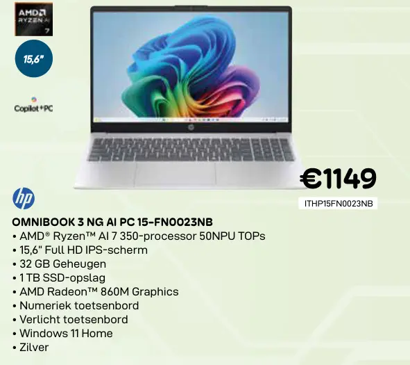 Promotie: Omnibook 3 ng ai pc 15-fn0023nb