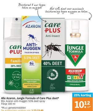 Aanbieding: Alle Azaron, Jungle Formula of Care Plus deet