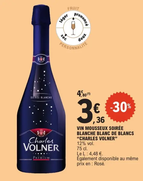 Offre: Vin mousseux soirée blanche blanc de blancs