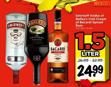 Aanbieding: Smirnoff Vodka of Bailey's Irish Cream of Bac