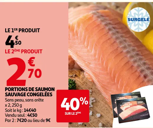 Promotie: Portions de saumon sauvage congelées