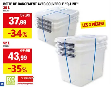 Offre: Sunware Q-Line boàte de rangement 36l transparent 3 pièces