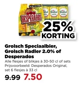 Aanbieding: Grolsch Speciaalbier, Grolsch Radler 2.0% of Desperados