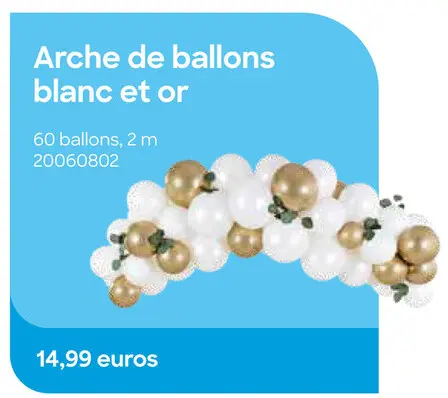 Offre: Arche de ballons blanc et or