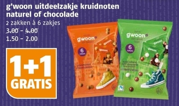 Aanbieding: g'woon uitdeelzakje kruidnoten naturel of cho