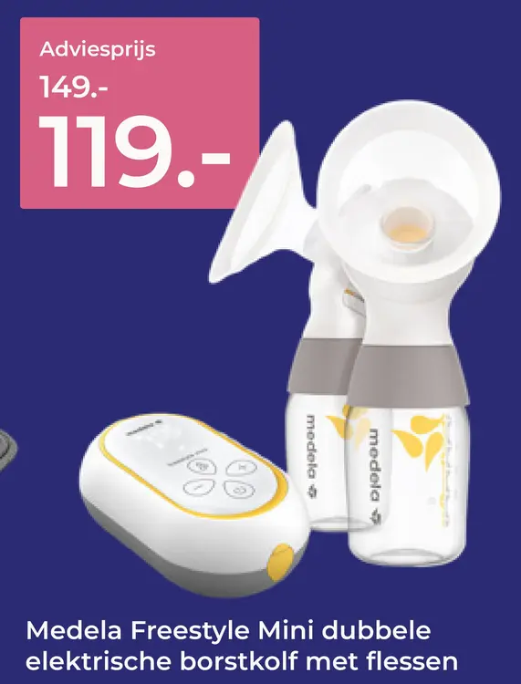 Aanbieding: Medela Freestyle Mini dubbele elektrische borstkolf met flessen