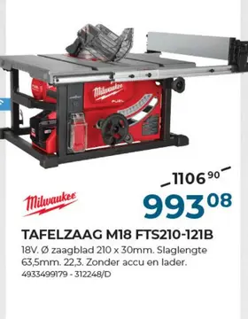 Aanbieding: TAFELZAAG M18 FTS210-121B