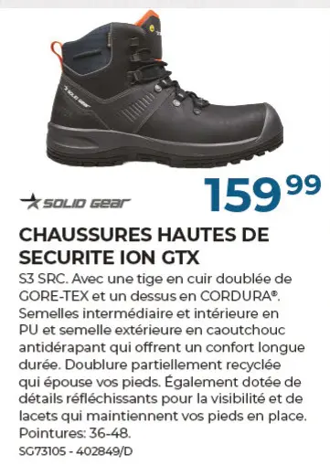 Offre: Chaussures hautes de securite ion gtx