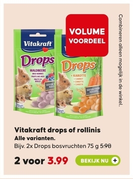 Aanbieding: Vitakraft drops of rollinis