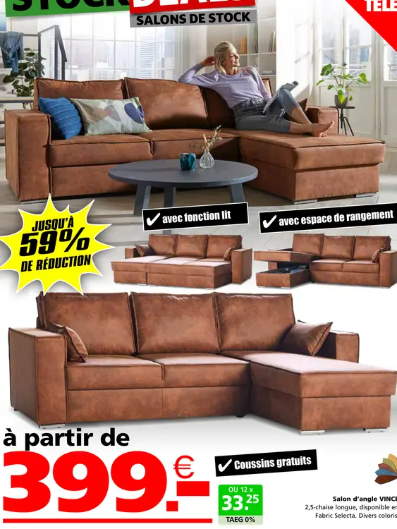 Offre: Salon d'angle VINCE