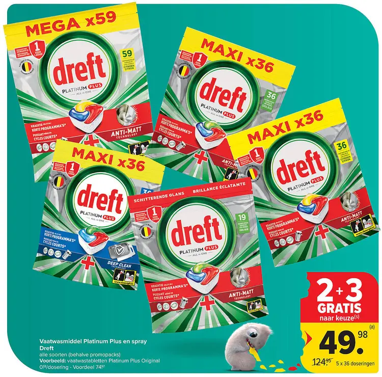 Promotie: Vaatwasmiddel Platinum Plus en spray