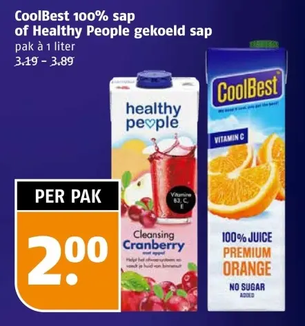 Aanbieding: 100% sap of Healthy People gekoeld sap
