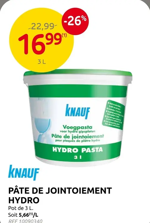 Offre: Pâte de jointoiement hydro